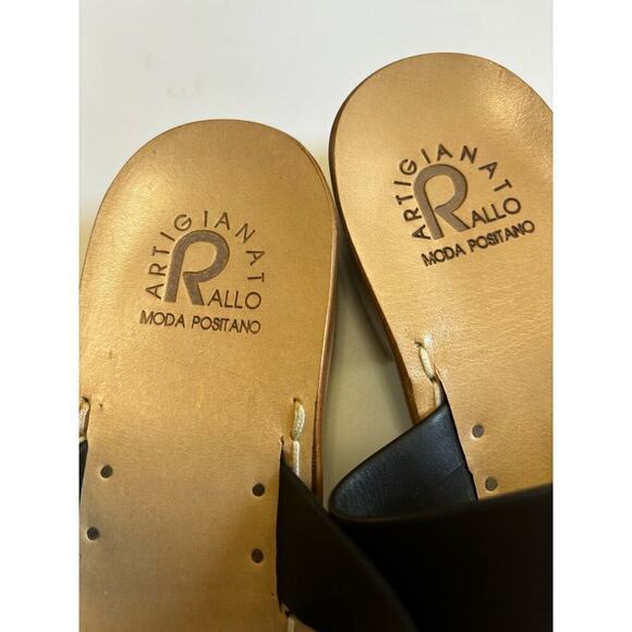 Artigianato Rallo black/green leather slides, 40/9, dust bag, vacation, holiday - Picture 6 of 7